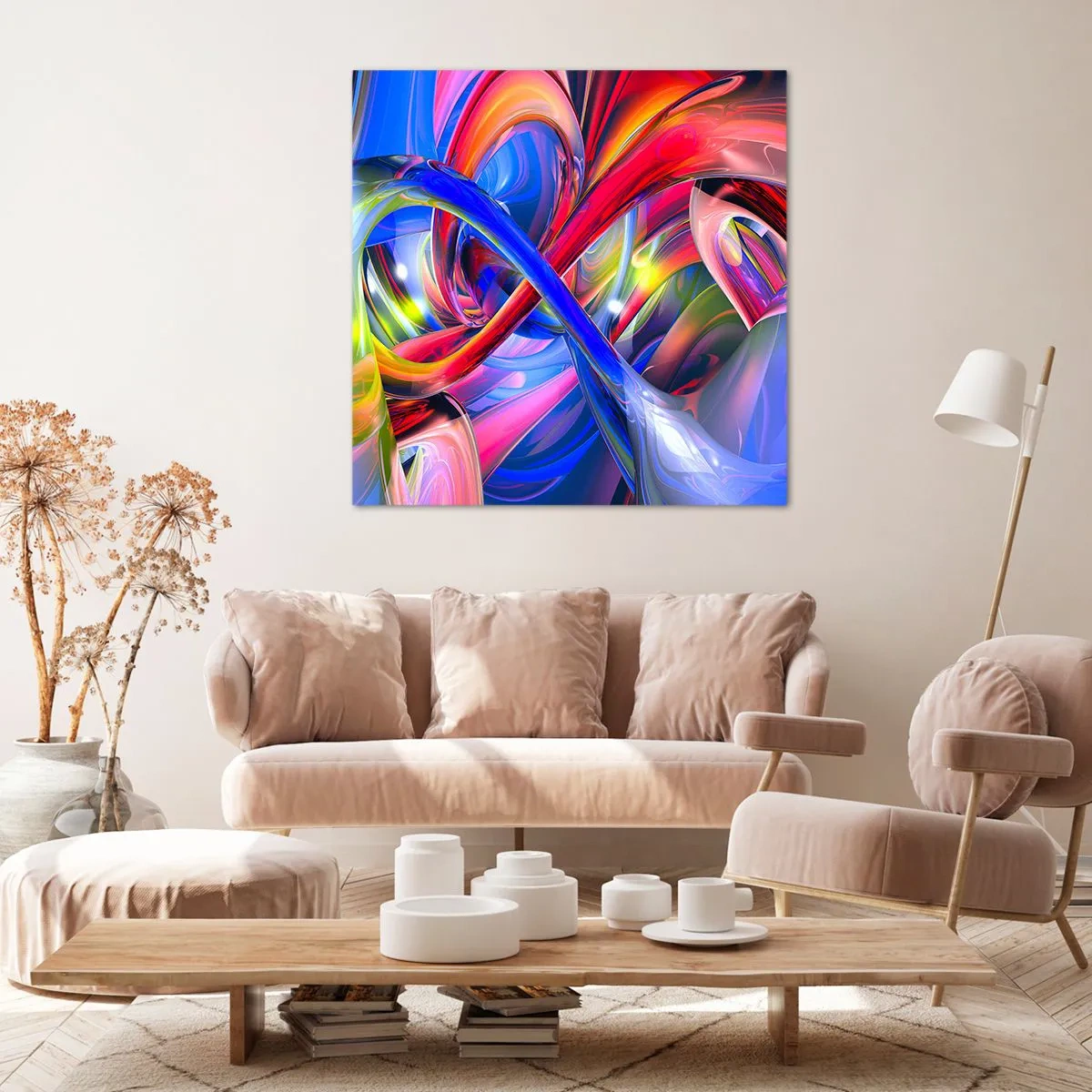 Schilderen op canvas - Een dans van kleuren - 60x60 cm