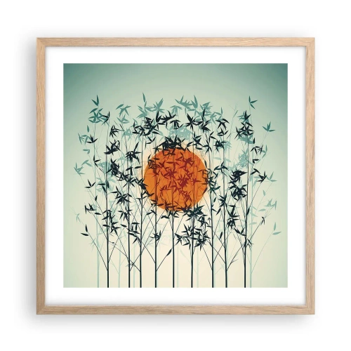 Een poster in een licht eiken lijst - Japanse zon - 50x50 cm