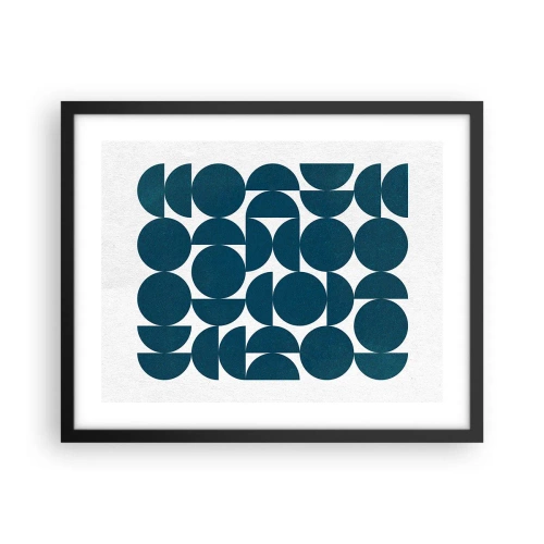 Poster in een zwarte lijst - Cirkels en halfcirkels - 50x40 cm