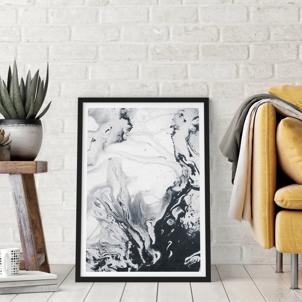 Poster in een zwarte lijst - Het binnenste van de aarde - 30x40 cm