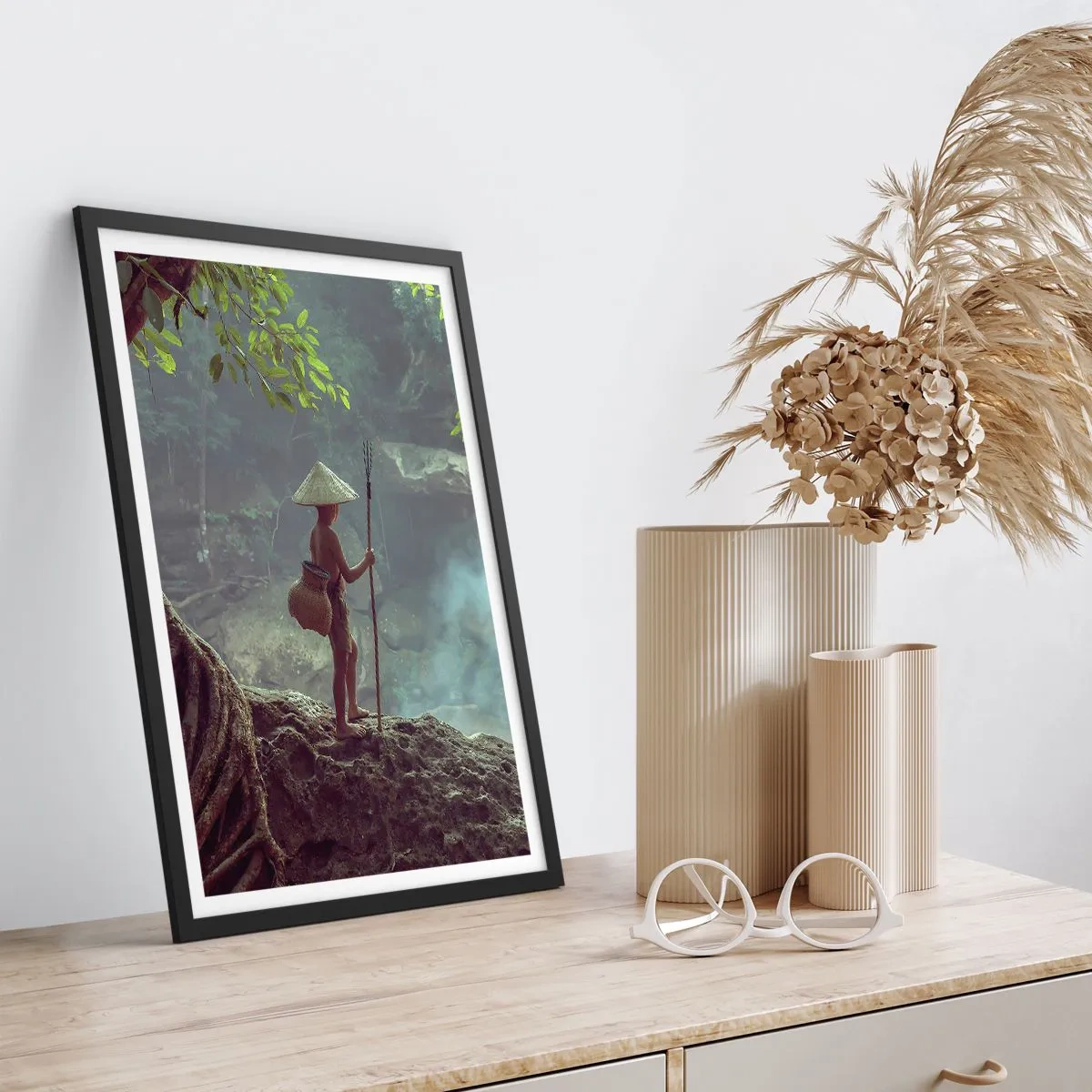 Poster in een zwarte lijst - Bevriend met de natuur - 40x50 cm