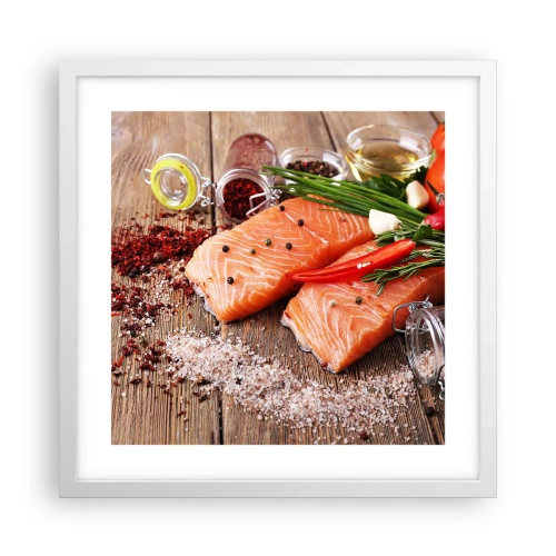 Poster in een witte lijst - Noors avontuur in de keuken - 40x40 cm