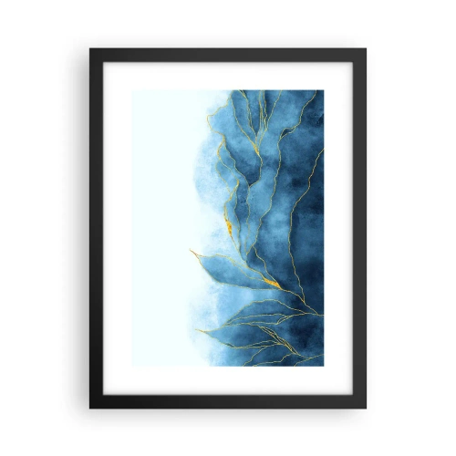 Poster in een zwarte lijst - Blauw in goud - 30x40 cm