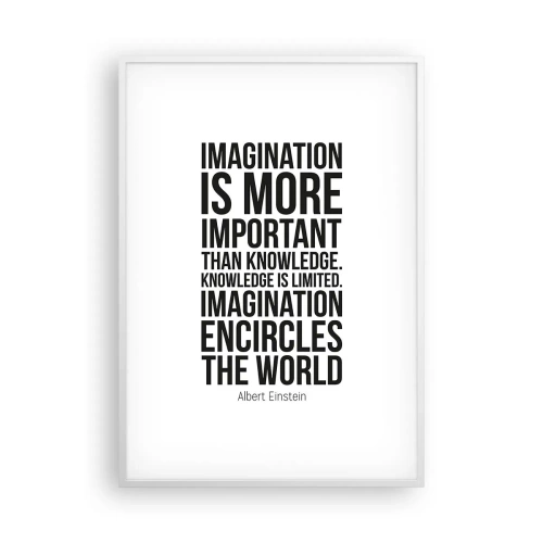 Poster in een witte lijst - Einstein over de kracht van verbeelding - 70x100 cm