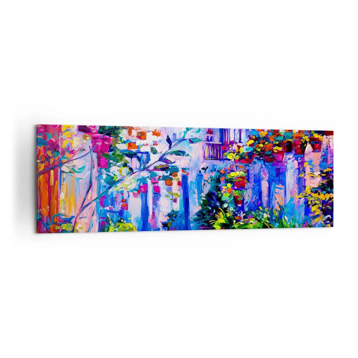 Schilderen op canvas - Impressie - een Italiaanse straat - 160x50 cm