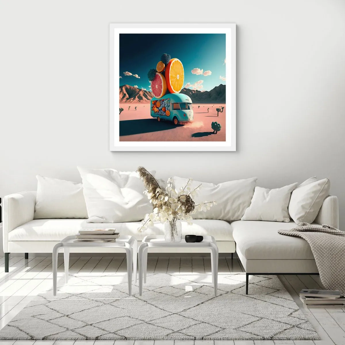 Poster in een witte lijst - De smaak van vakantie - 50x50 cm