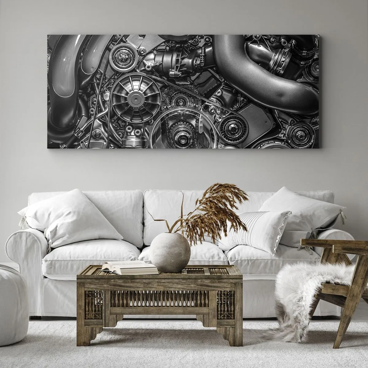 Schilderen op canvas - De poëzie van mechanica - 120x50 cm