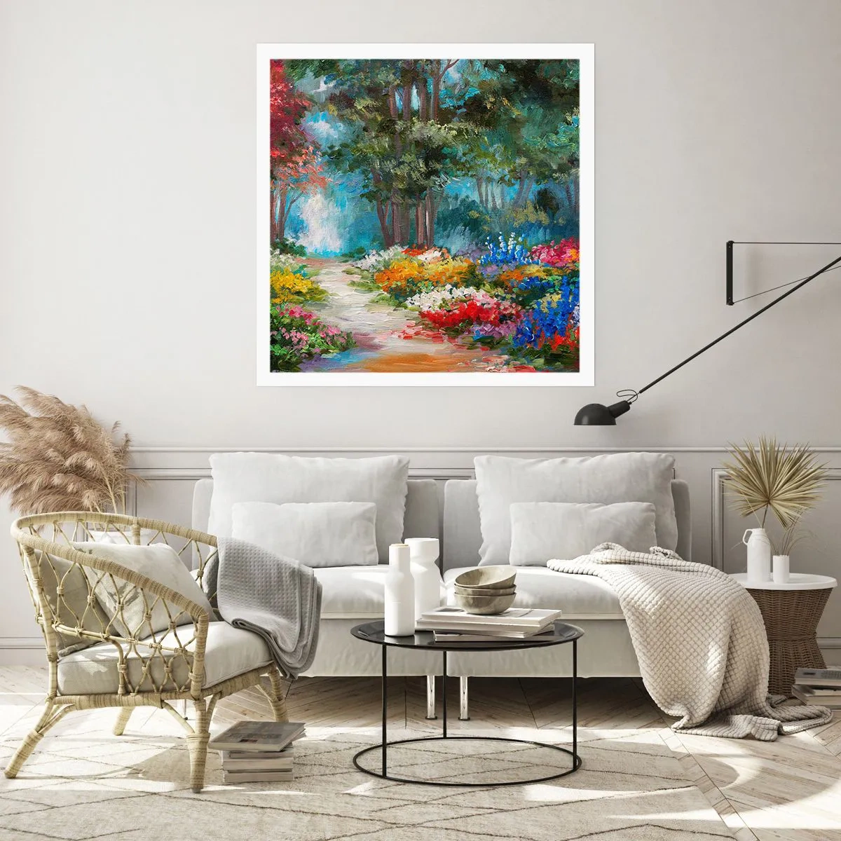 Poster - Bostuin, bloemenbos - 60x60 cm