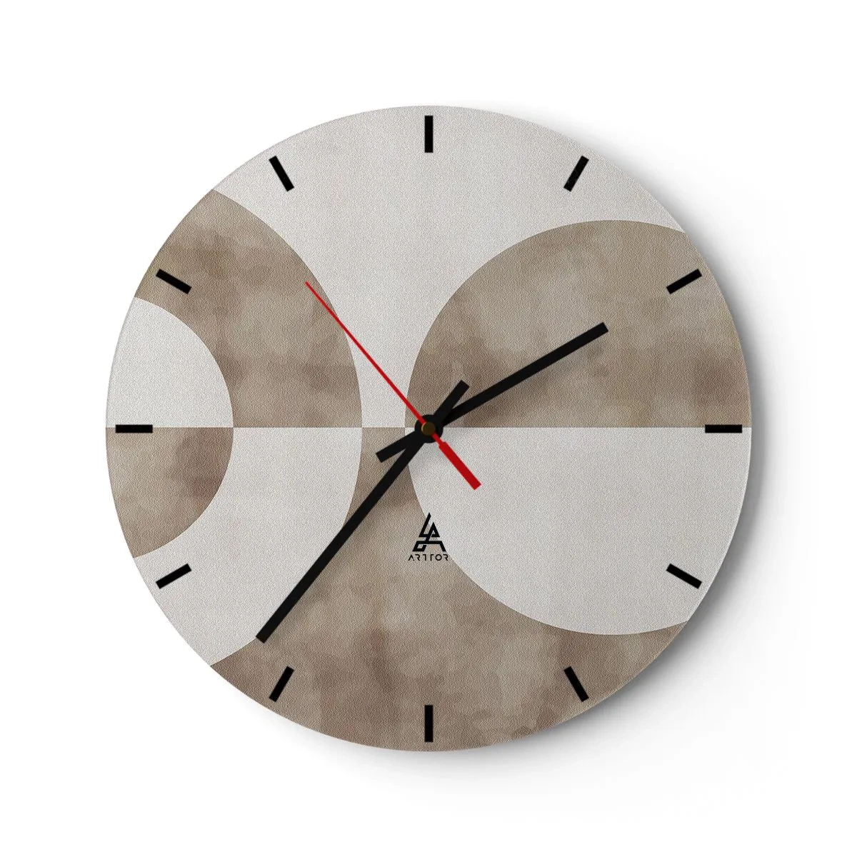 Wandklok - Klok - Geometrisch patroon met halve cirkels in beige tinten - 30x30cm - Gelijkenissen en verschillen - Moderne wanddecoratie voor woonkamer, keuken en slaapkamer ARTTOR