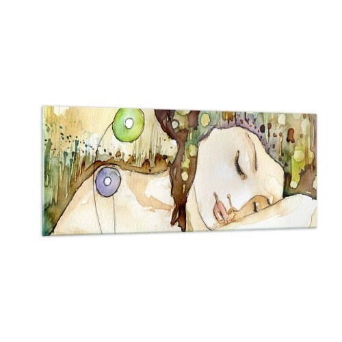 Schilderen op glas - Een smaragd-violette droom - 100x40 cm