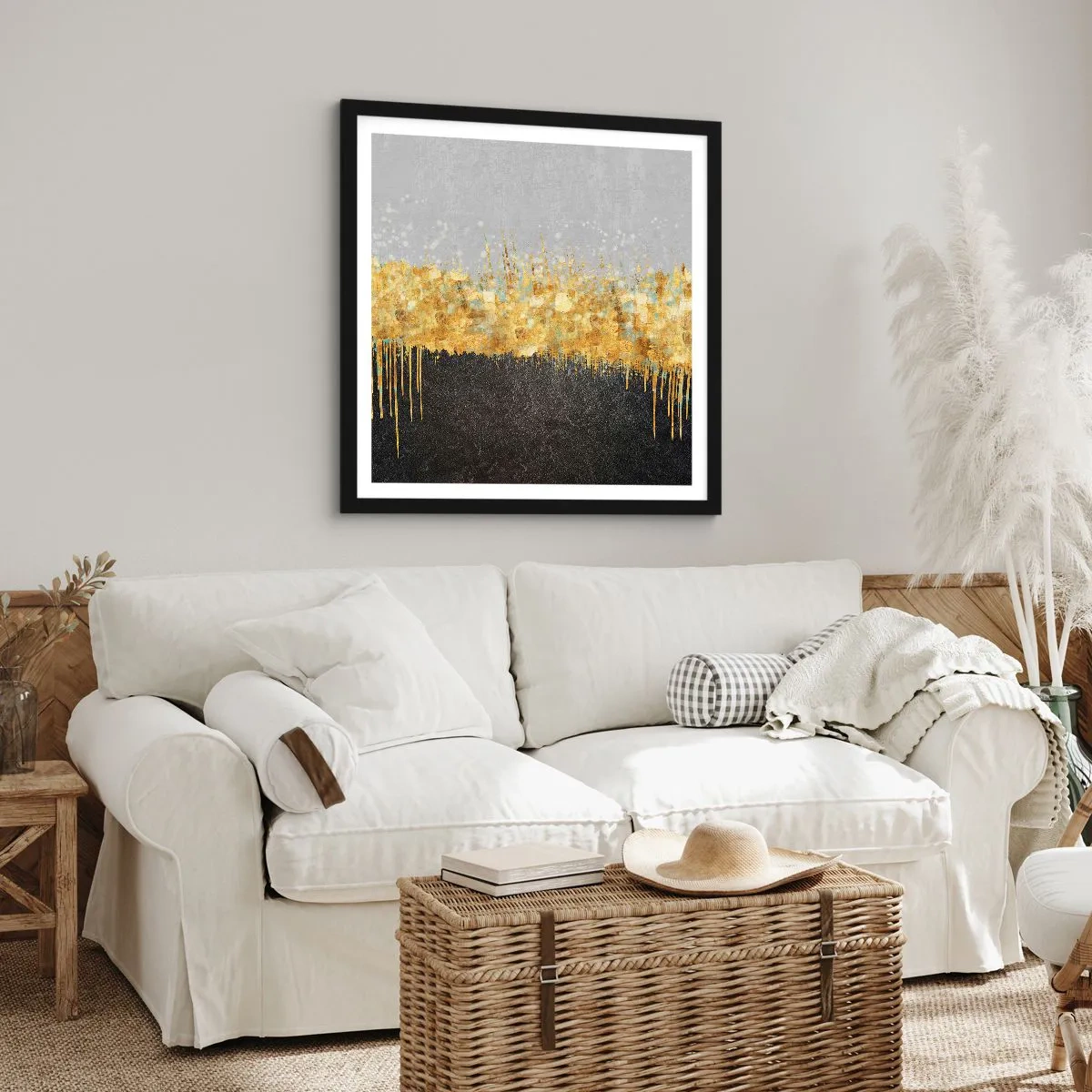 Poster in een zwarte lijst - Naar binnen en naar boven - 30x30 cm