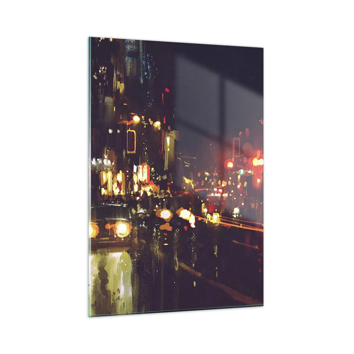 Schilderen op glas - Ondergedompeld in de lichten van de nacht - 50x70 cm