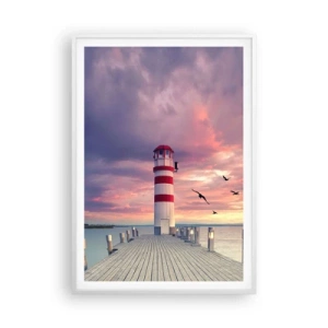 Poster in een witte lijst - Het is tijd naar de haven te gaan - 70x100 cm