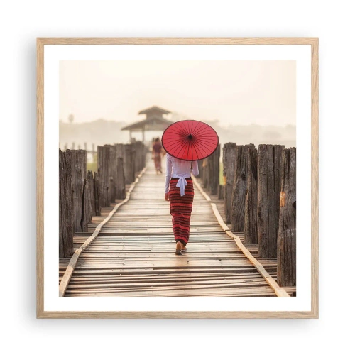 Een poster in een licht eiken lijst - Op de oude brug - 60x60 cm