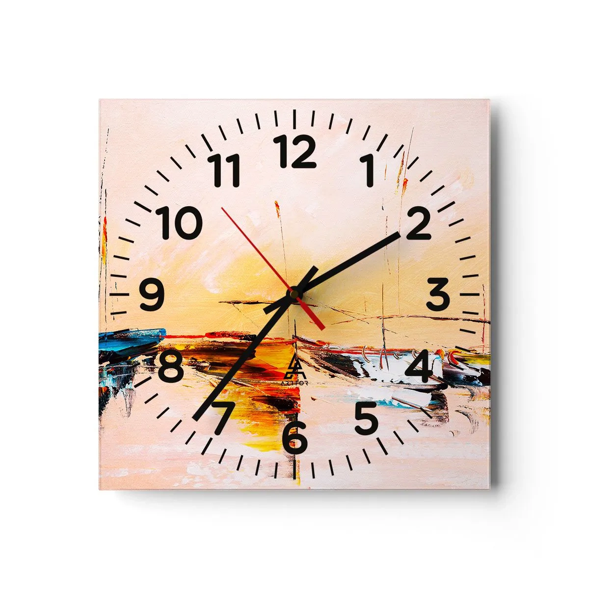Wandklok - Klok - Avond in de jachthaven - 40x40 cm