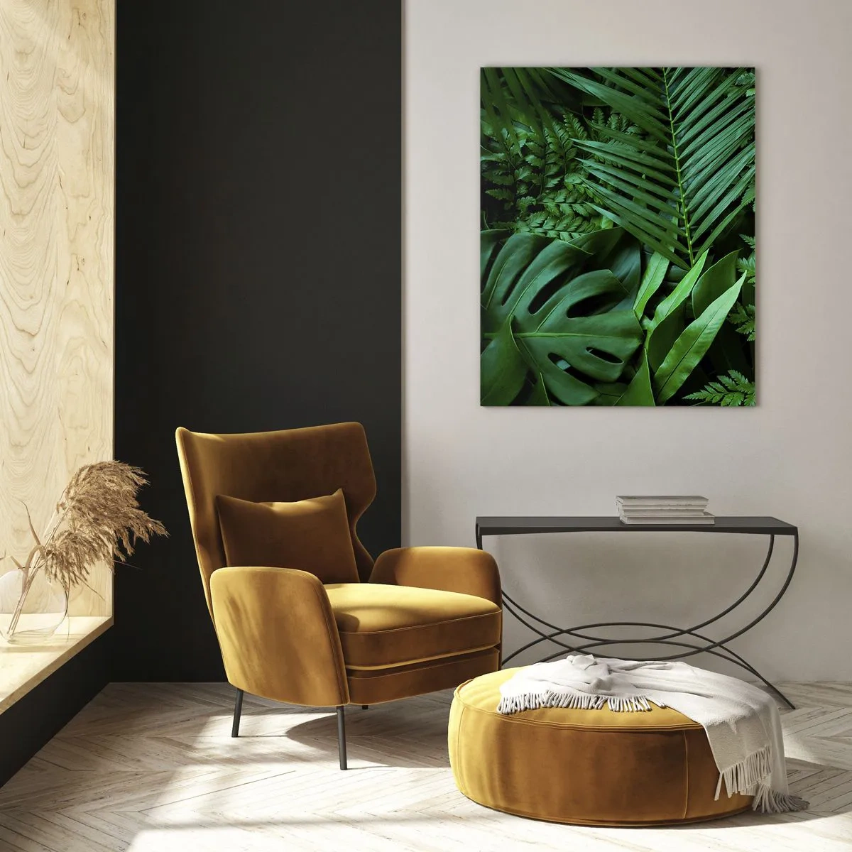 Schilderen op glas - Ineengedoken in het groen - 80x120 cm