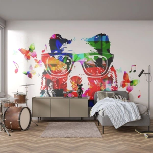 Fotobehang Premium Sand - Dat vind ik leuk! - Abstractie, Beer, Bril - 200x140 cm