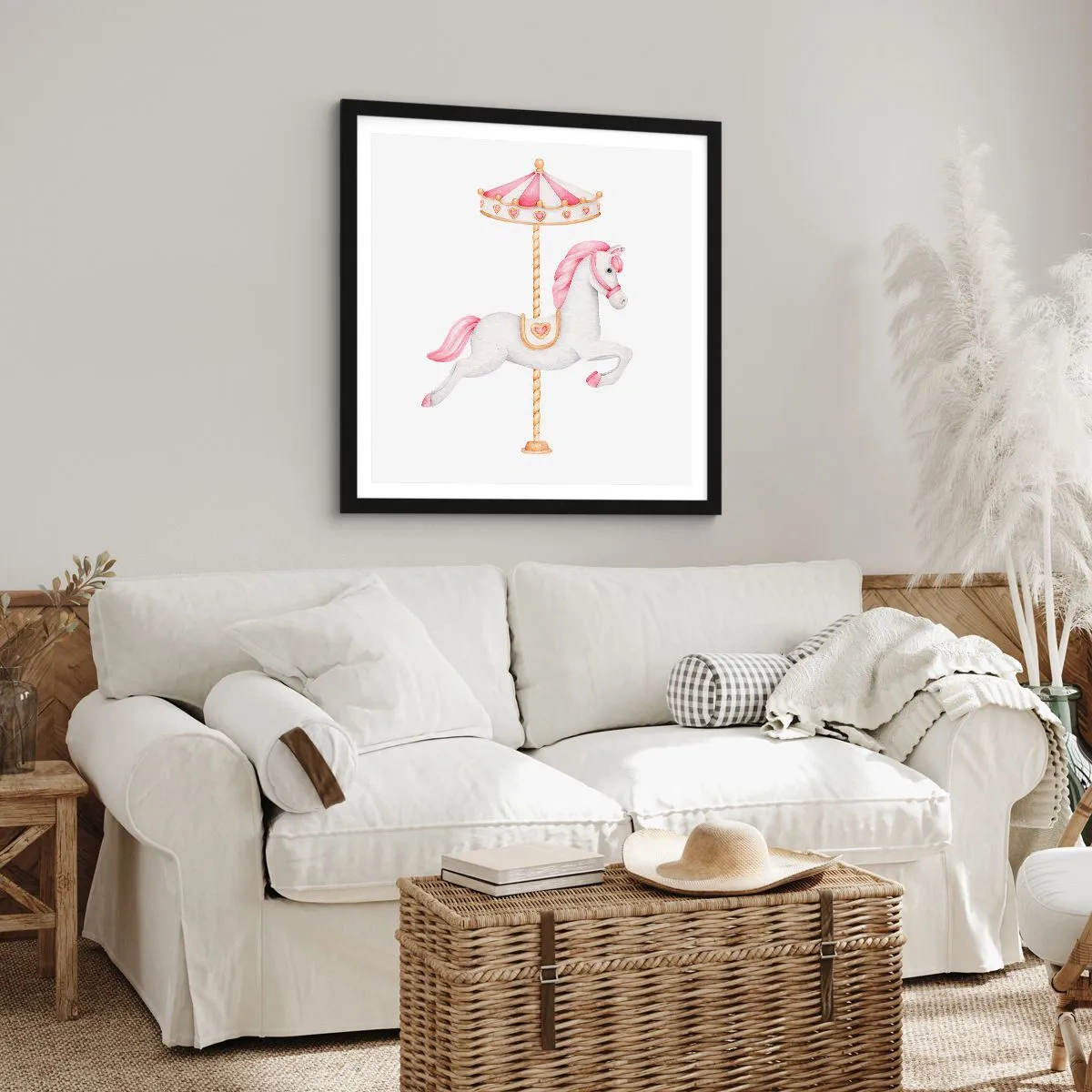 Poster in een zwarte lijst - Hij raakte de grond rennend - 60x60 cm