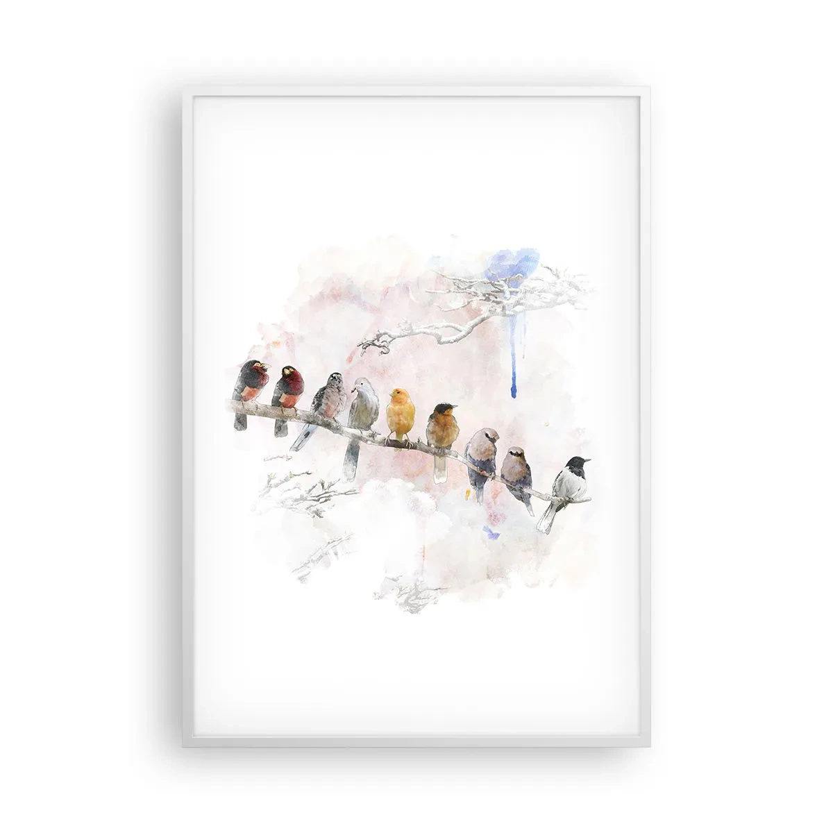 Poster in een witte lijst - Gevleugelde ontmoeting - 70x100 cm