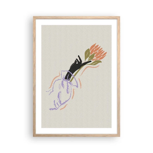 Een poster in een licht eiken lijst - Zusterlijke aanraking - 50x70 cm