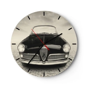 Wandklok - Klok - De voorkant van een klassieke retro-auto op een geplaveide weg - 30x30cm - Je moet gewoon van me houden - Moderne wanddecoratie voor woonkamer, keuken en slaapkamer ARTTOR