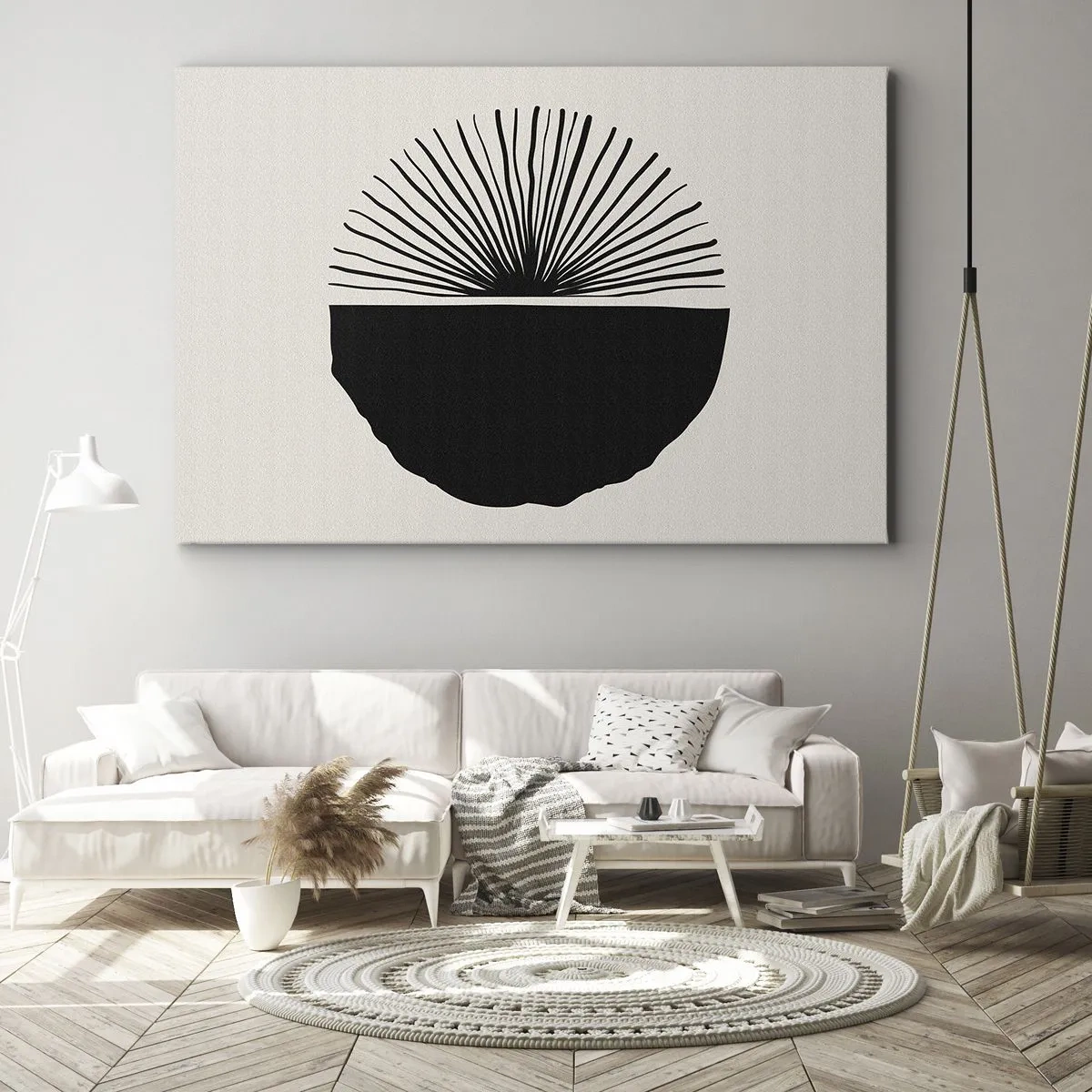 Schilderen op canvas - Minimalistisch zwart motief op een lichte achtergrond - 70x50cm - Een scala aan mogelijkheden - Moderne wanddecoratie voor woonkamer en slaapkamer ARTTOR