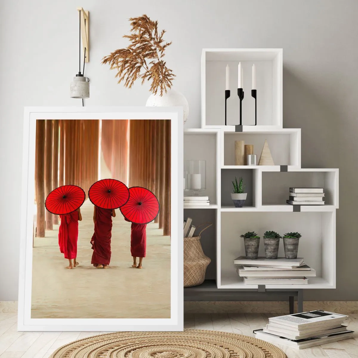 Poster in een witte lijst - Op weg naar het Zuivere Land - 30x40 cm