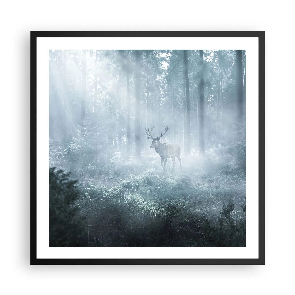 Poster in een zwarte lijst - Ochtendbezoek aan het landgoed - 60x60 cm