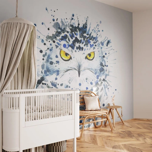 Fotobehang Premium Sand - Recht in de ogen - Vogel, Uil, Dieren - 450x315 cm