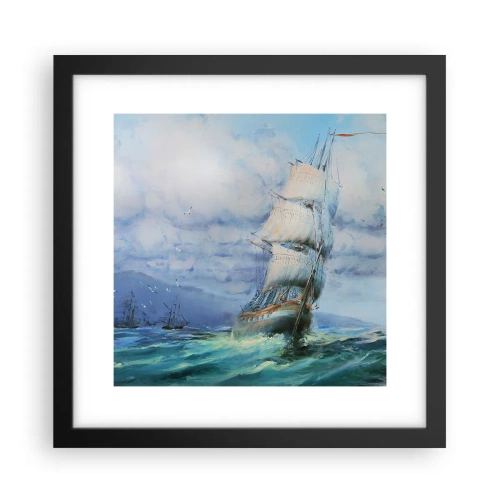 Poster in een zwarte lijst - Goede wind - 30x30 cm