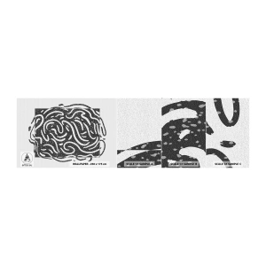 Fotobehang Monster Zelfklevend Deluxe Sticker - Abstractie: vreugdedans - Boho, Zwart en wit, Minimalisme - 100x30 cm