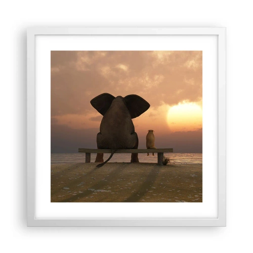 Poster in een witte lijst - Het is goed om samen stil te zijn - 40x40 cm