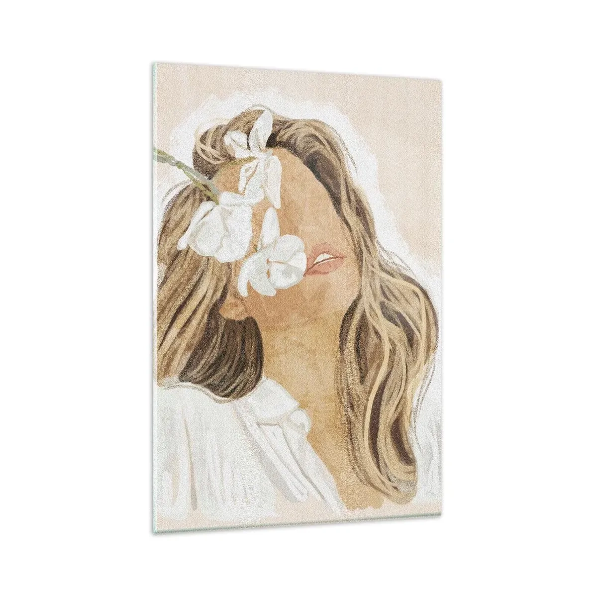 Schilderen op glas - Tussen de bloemen in vervoering - 80x120 cm