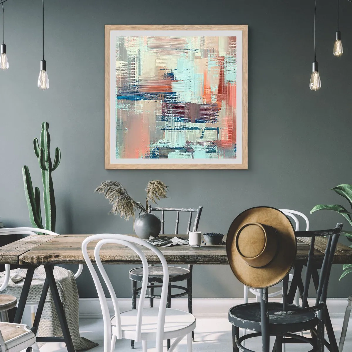 Een poster in een licht eiken lijst - Het licht bereiken - 50x50 cm