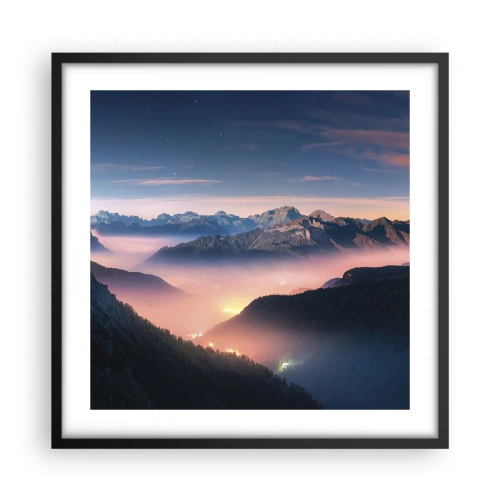 Poster in een zwarte lijst - Licht in de dalen - 50x50 cm