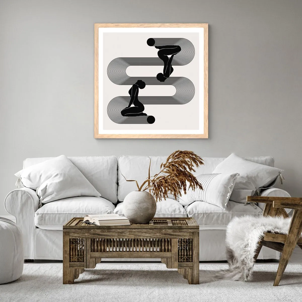 Een poster in een licht eiken lijst - Sensuele symmetrie - 40x40 cm