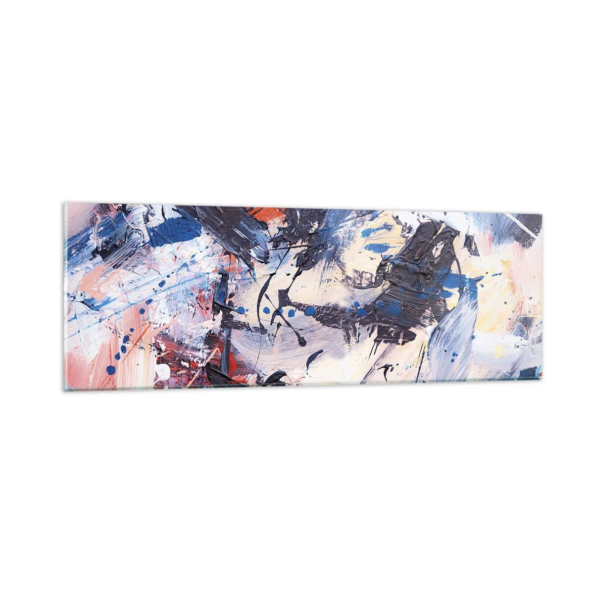 Schilderen op glas - Gekke dans van abstractie - 90x30 cm