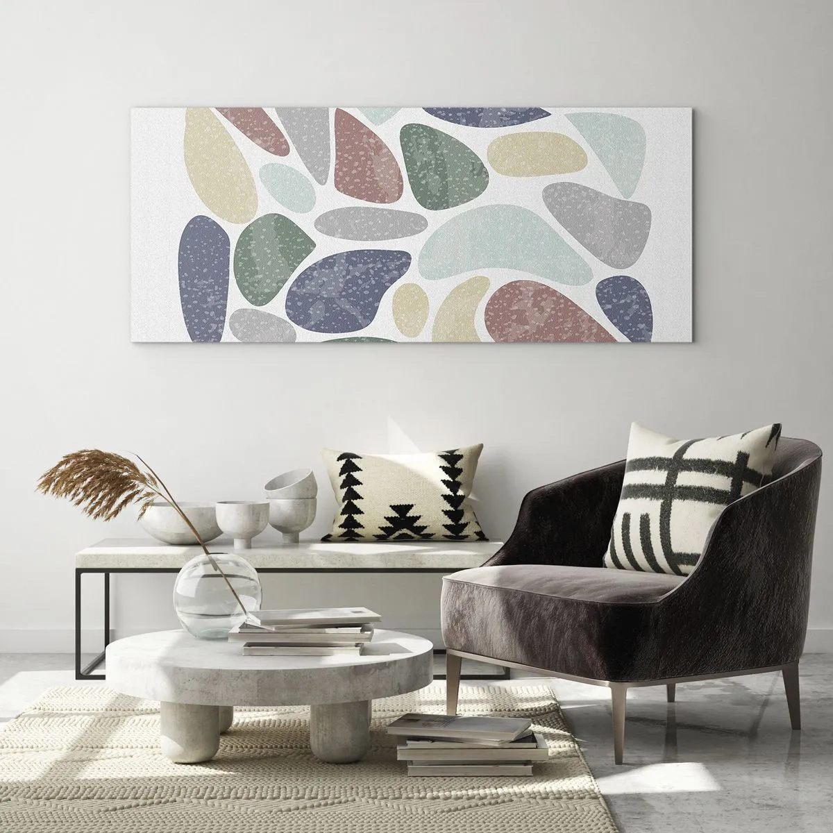 Schilderen op glas - Een mozaïek van poederkleuren - 100x40 cm