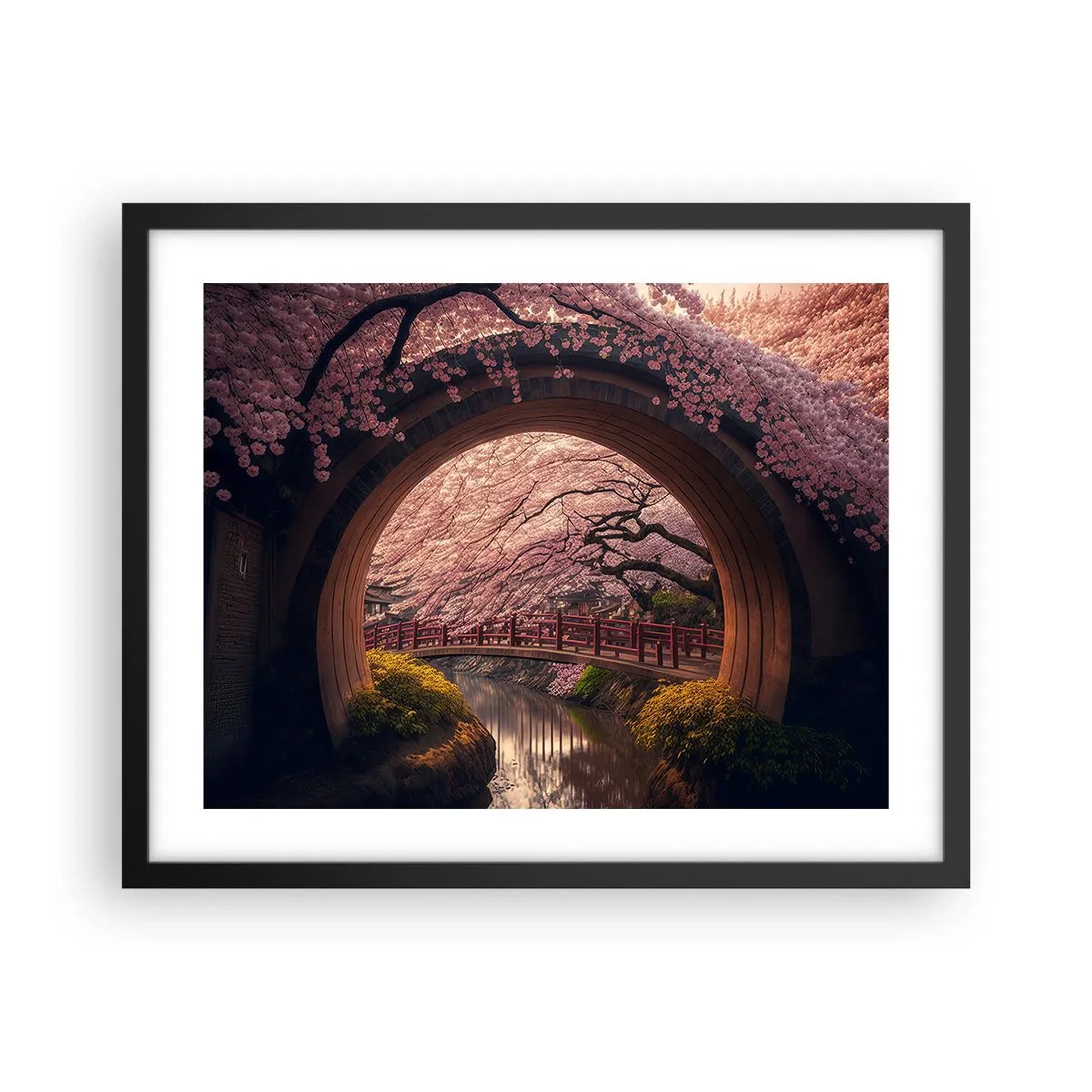 Poster in een zwarte lijst - Japanse lente - 50x40 cm