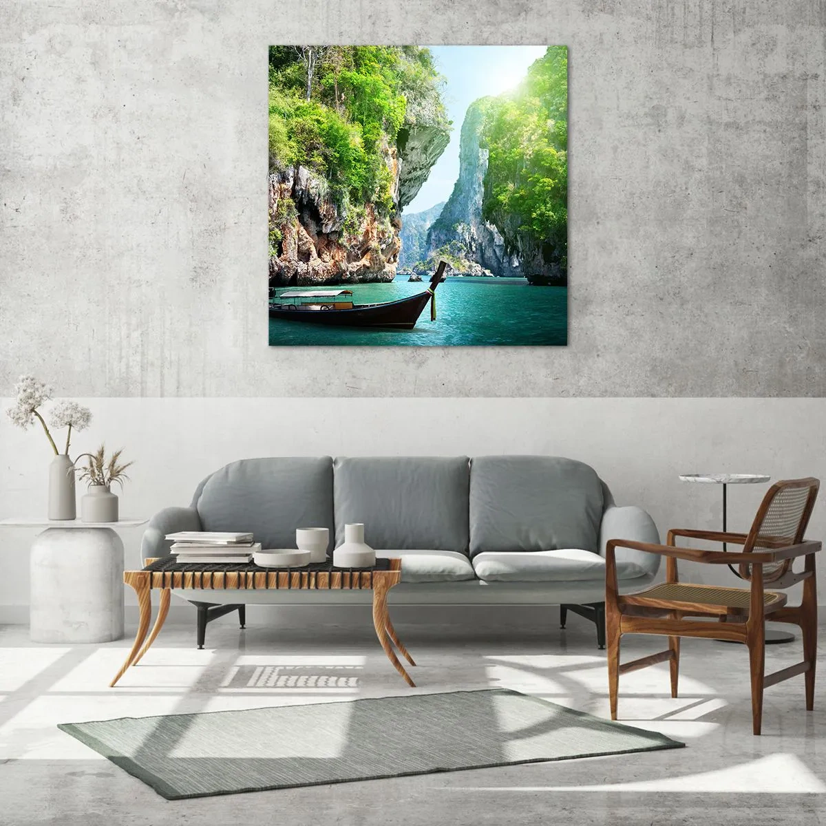 Schilderen op glas - Een uitnodiging voor een exotische reis - 50x50 cm