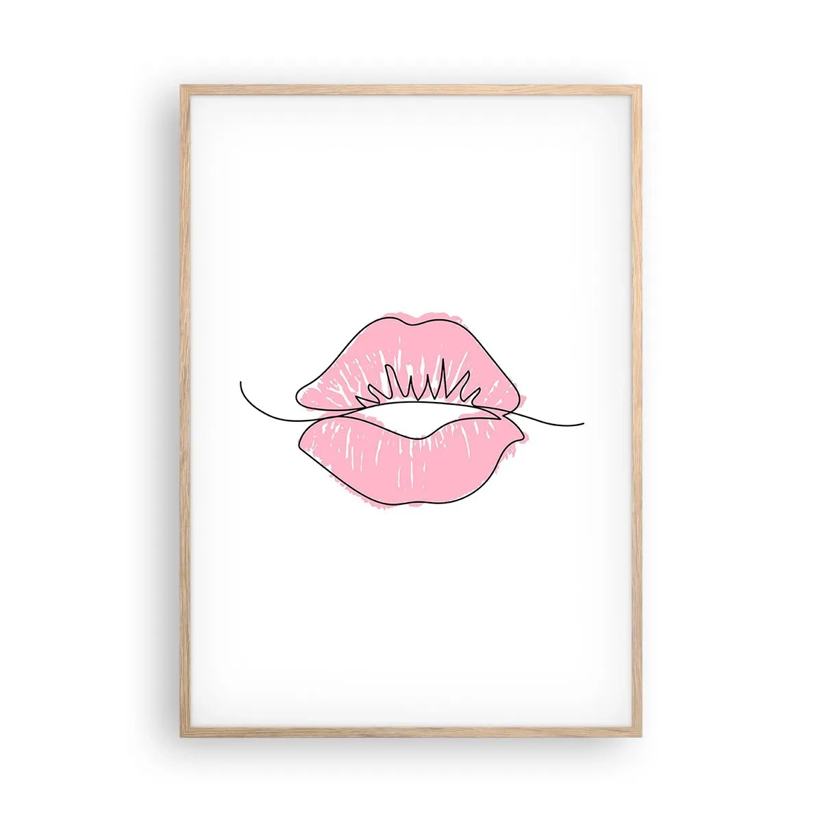 Een poster in een licht eiken lijst - Klaar om te kussen? - 70x100 cm