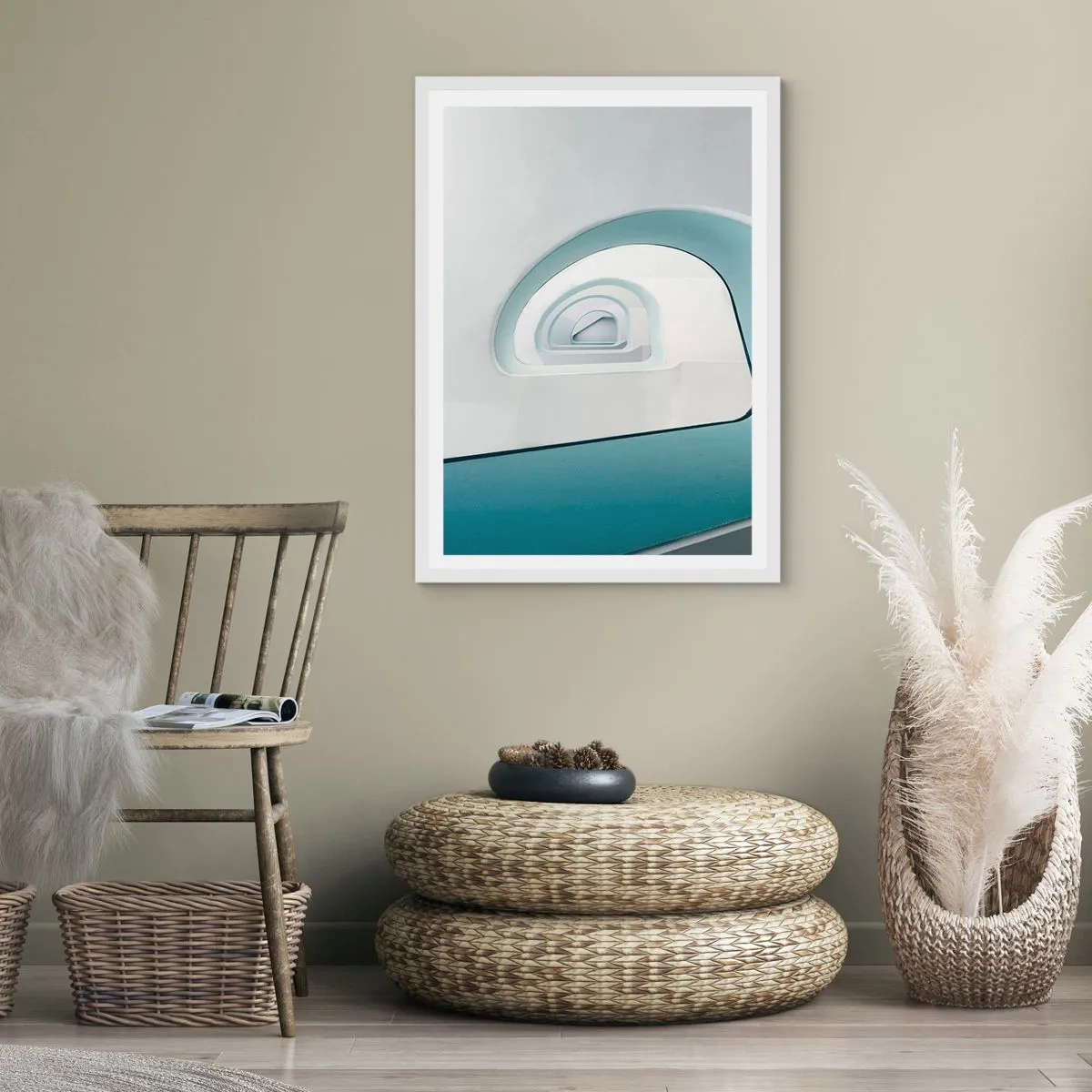 Poster in een witte lijst - Naar de bodem van de blauwe - 70x100 cm