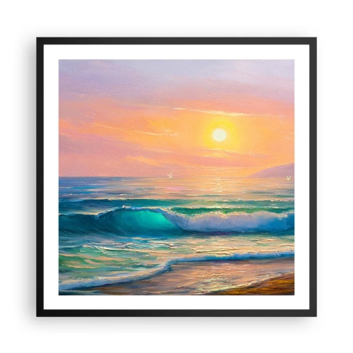 Poster in een zwarte lijst - Een turquoise lied van de golven - 60x60 cm