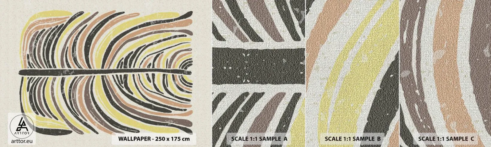 Fotobehang Monster Premium Canvas - Abstractie vol leven - Boho, Minimalisme, Pastel - 100x30 cm