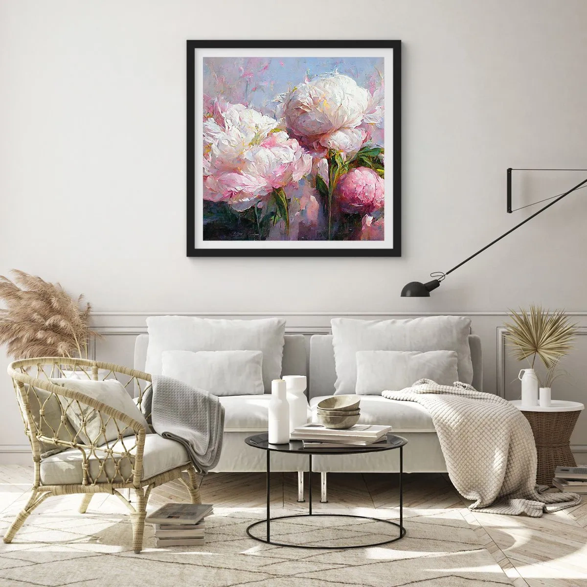 Poster in een zwarte lijst - Een boeket vol leven - 50x50 cm