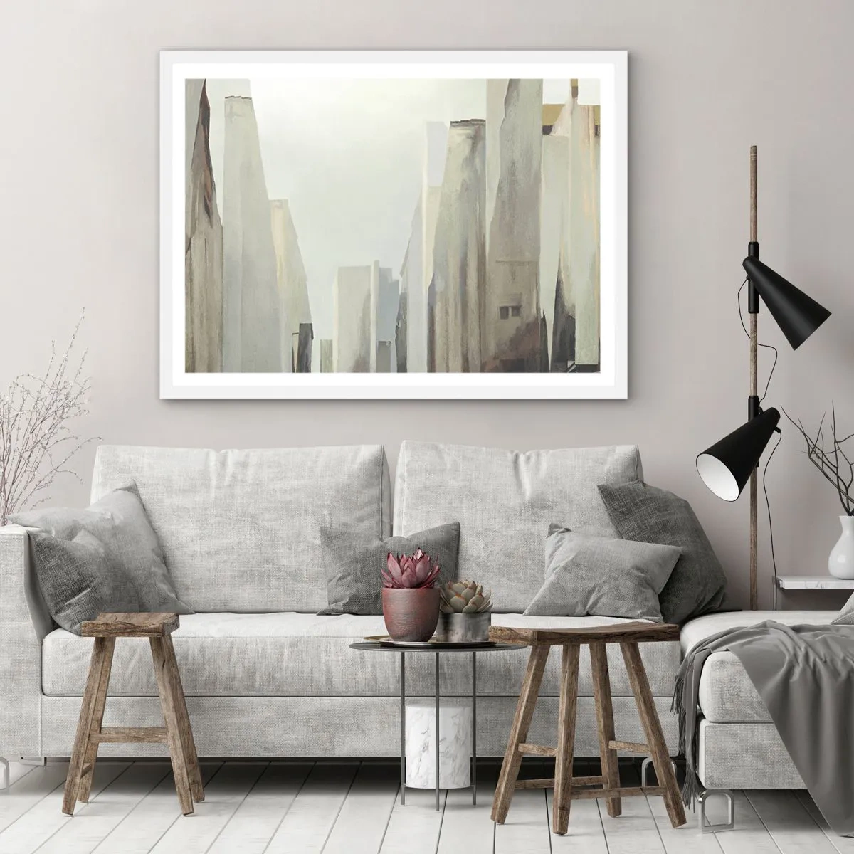 Poster in een witte lijst - Droom over de stad - 70x50 cm