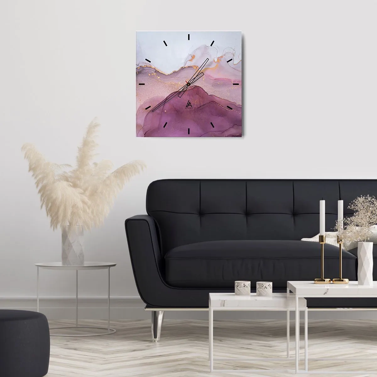 Wandklok - Klok - Lila en paarse golven - 30x30 cm