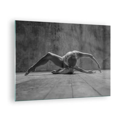 Schilderen op glas - Danser in een pose op de vloer - 70x50cm - Symmetrie gevonden - Moderne wanddecoratie voor woonkamer en slaapkamer ARTTOR