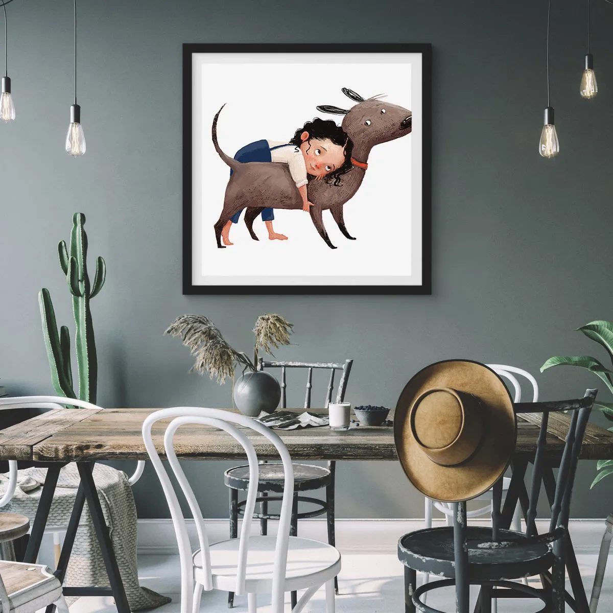 Poster in een zwarte lijst - Beste vrienden - 40x40 cm