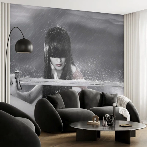 Zelfklevend Fotobehang Deluxe Sticker - Mooi en gevaarlijk - Vrouw, Zwaard, Leger - 250x175 cm